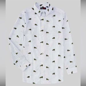 Roundtree and Yorke Big Man Long Sleeve Holiday Print Sport Shirt